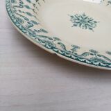 Lot of 4 hollow plates in opaque porcelain from Gien Iron Land model "Florentin" green