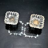 Set of 2 Egyptian-decorated candlesticks, Vallerysthal glassware, 1900