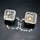 Set of 2 Egyptian-decorated candlesticks, Vallerysthal glassware, 1900