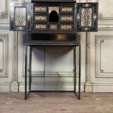 Cabinet in ebony and blackened wood, bone marquetry, 19th century