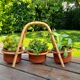 Original, plant door 3 pots sandstone and bamboo, 1970's