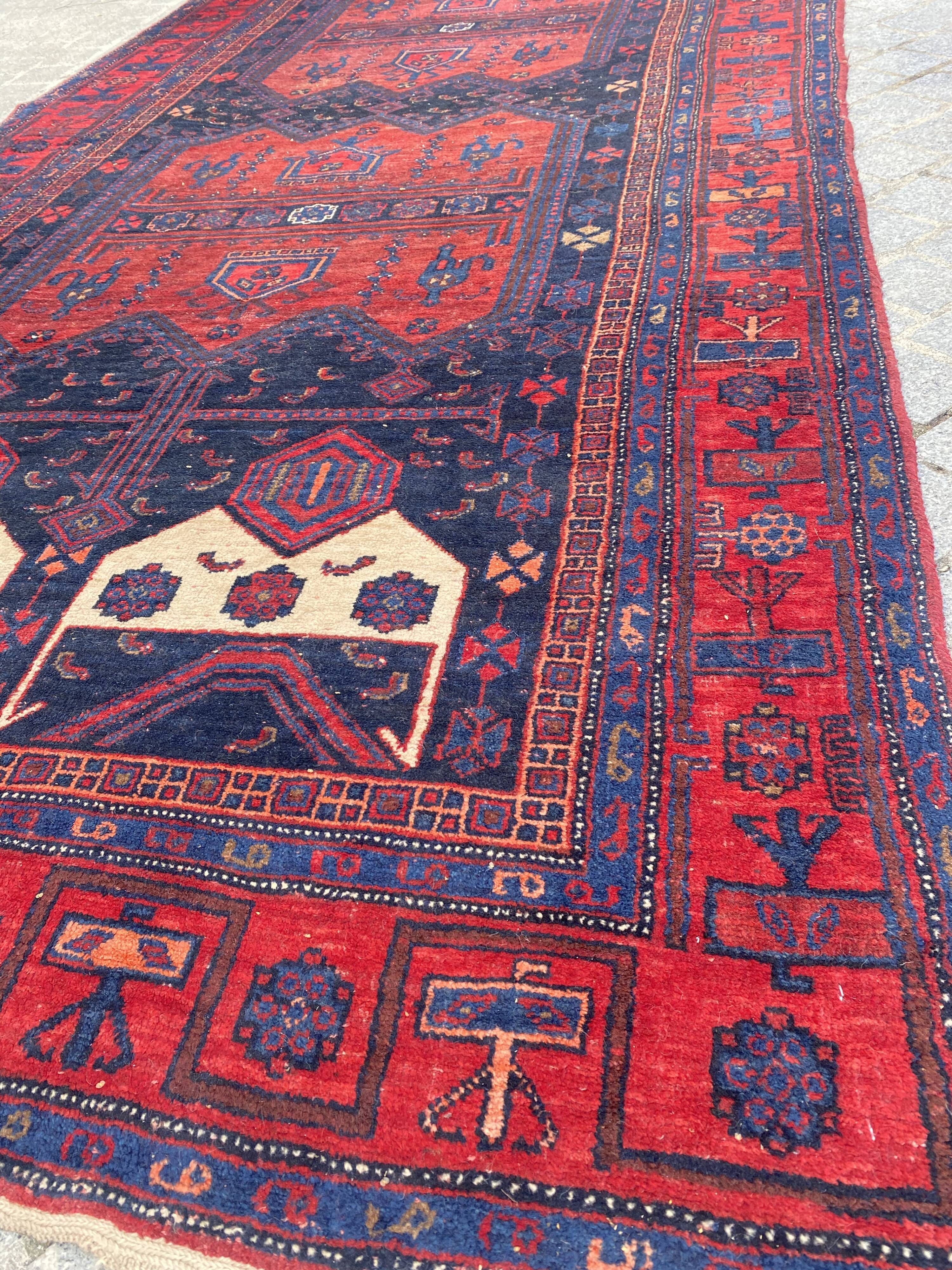 Very beautiful old Persian carpet Bijar handmade 148x318 cm