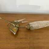 Antique wall lamp  brass + vintage glass tulip