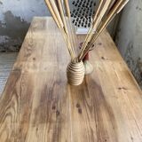 1950s pine and oak farmhouse table with multiple drawers