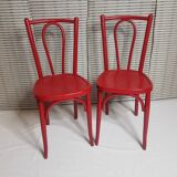 Pair of curved wooden Mahieu bistro chairs