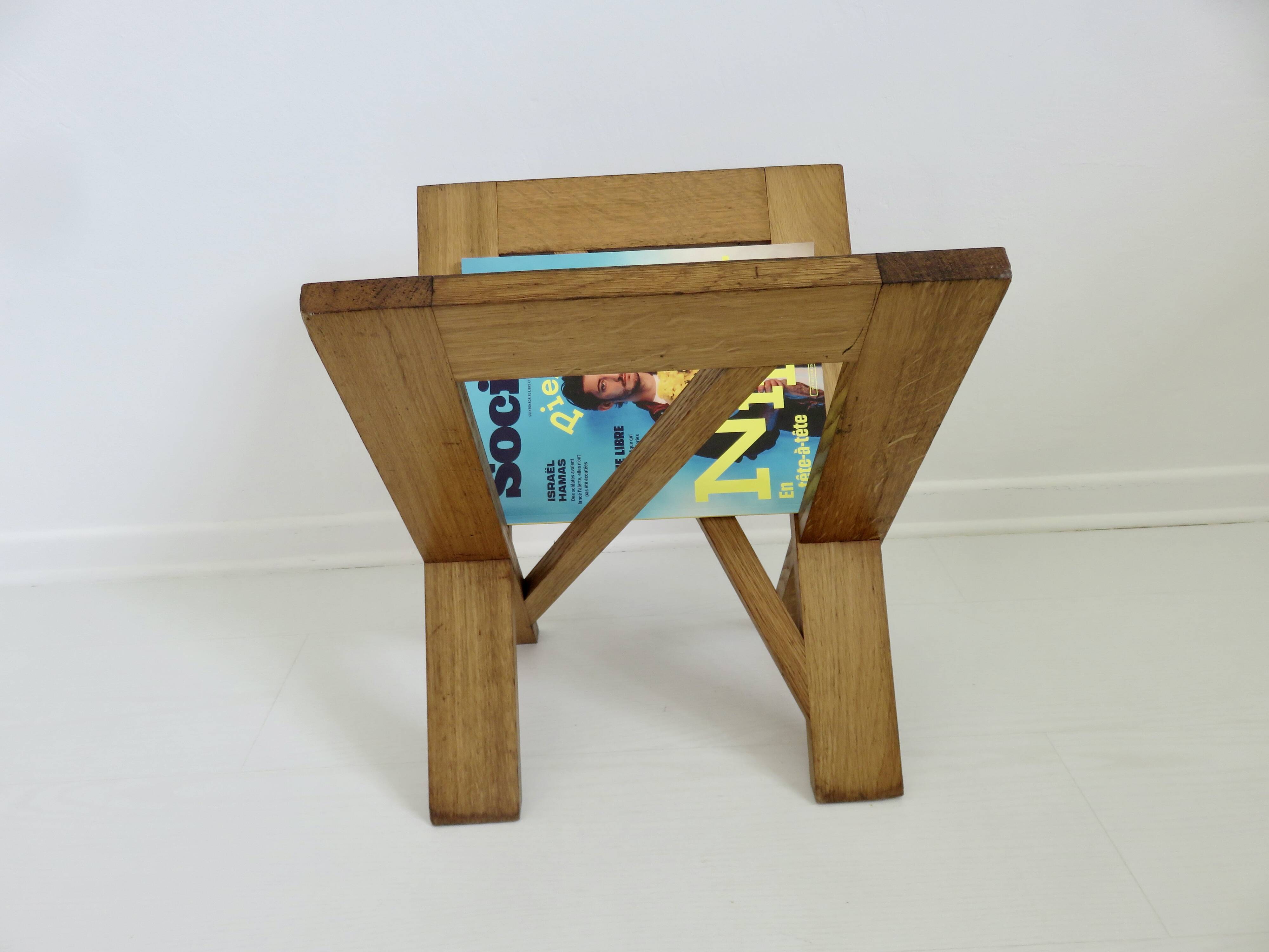 Scandinavian magazine rack in solid wood 1970
