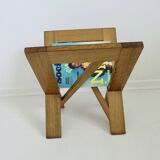 Scandinavian magazine rack in solid wood 1970
