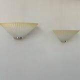 Paire d'appliques vintage coquillage, verre et laiton, France, 1970