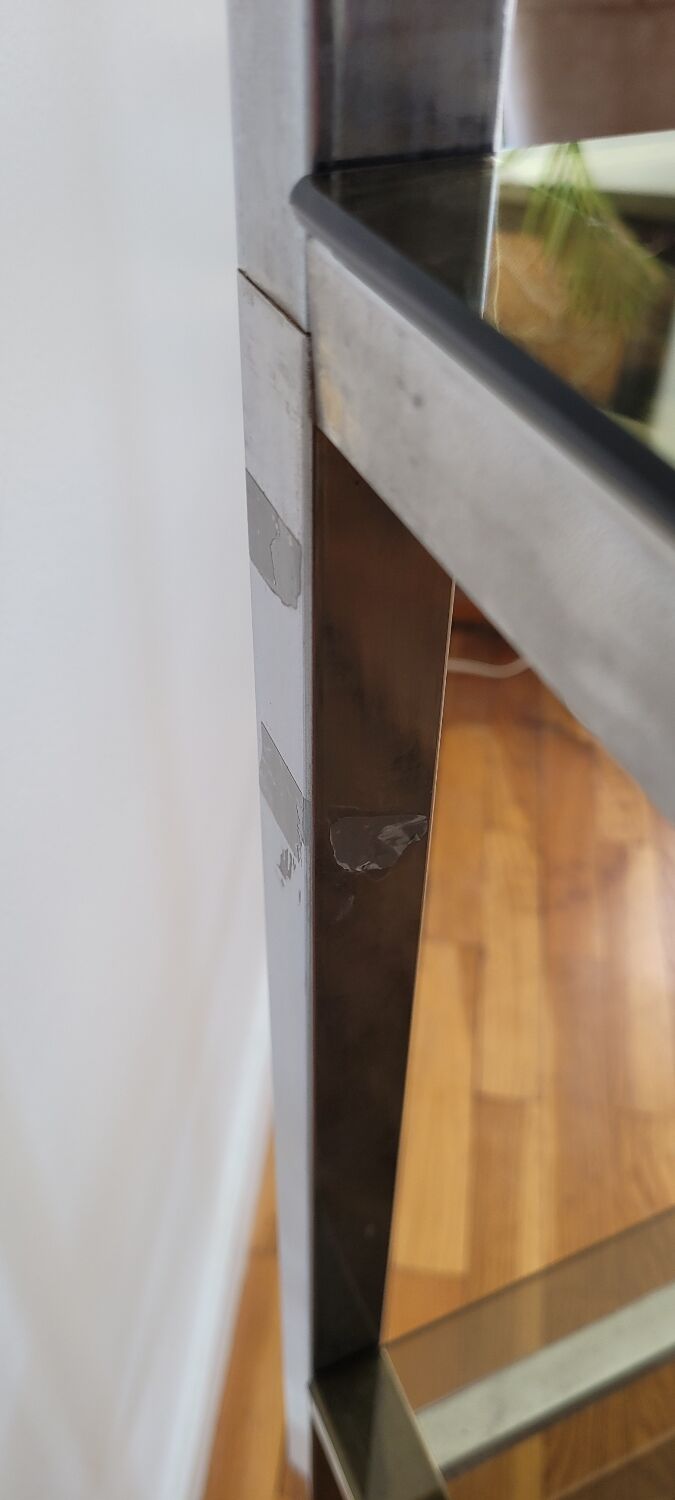 Chrome shelf and smoked glass 70s