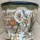 Cache-pot / planter in porcelain, hand-painted naturalistic decoration.