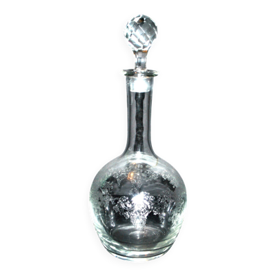 Carafe ancienne Saint-Louis à décor de rocaille et fleurs gravé à l’acide H32cm