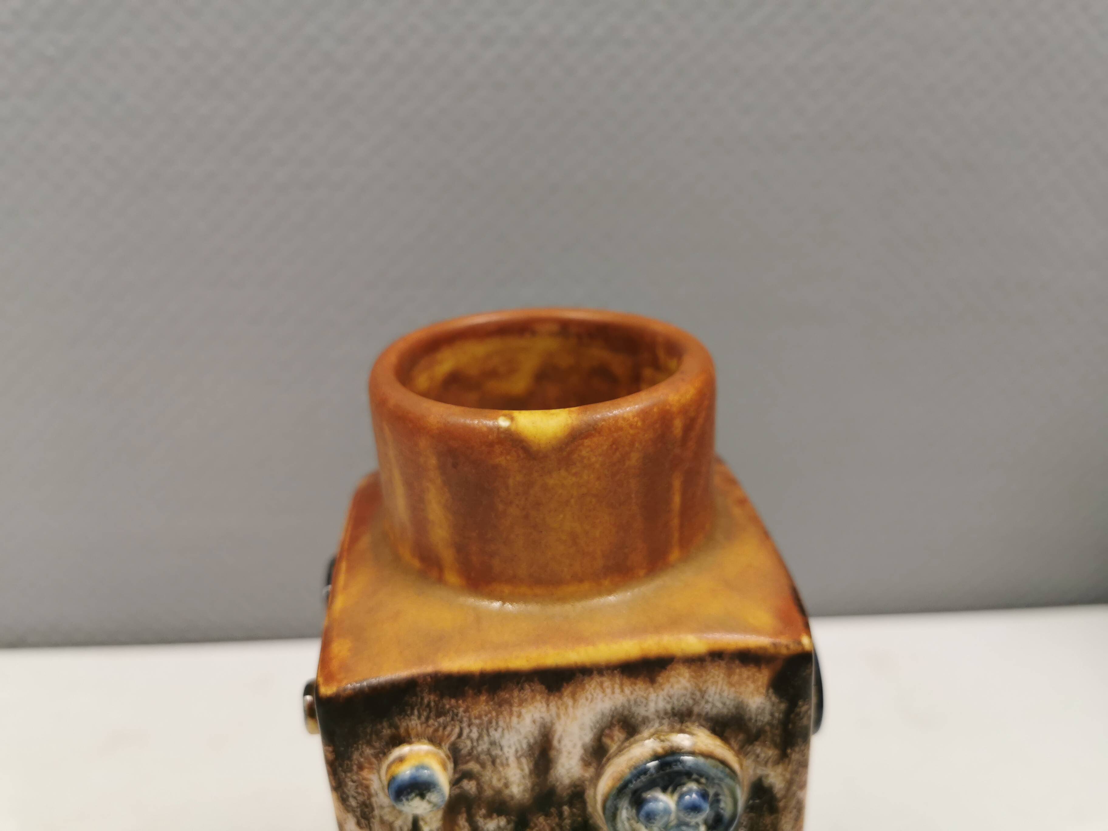 Beautiful square vase with incredible decorations, danish 1980s