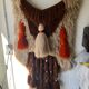 Handmade woven wool wall tapestry from the 70s and 80s, vintage macramé.