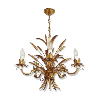 Lustre épis de blé vintage en métal dorado