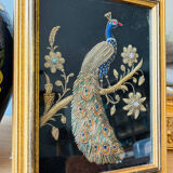 Embroidered peacock frame