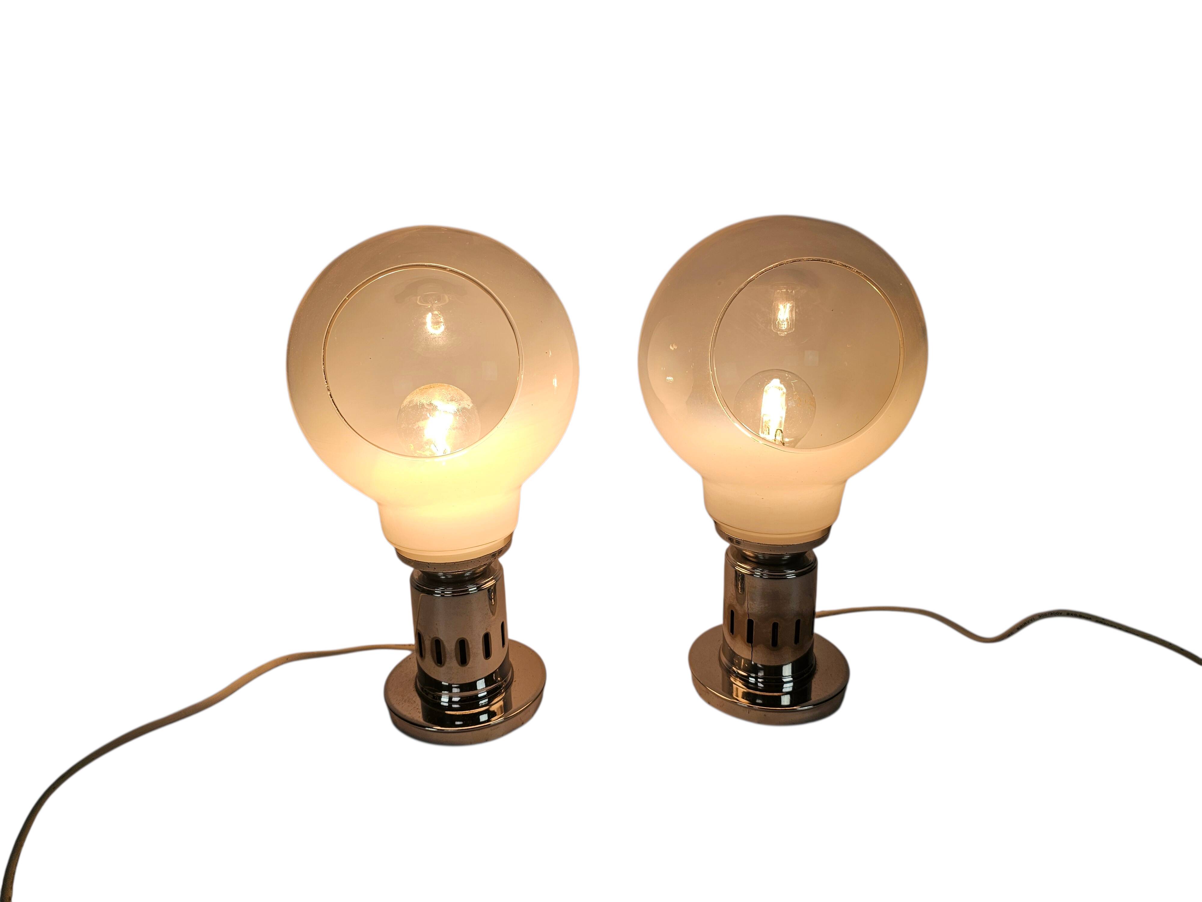 Murano - Mazegga - table lamps (2) set - glass - chrome - 60's