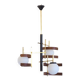 Suspension italienne 3 globes en opaline avec teck et laiton.