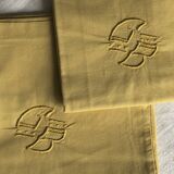 Lot Deux Taies D'Oreillers Anciennes En Coton Jaune Moutarde