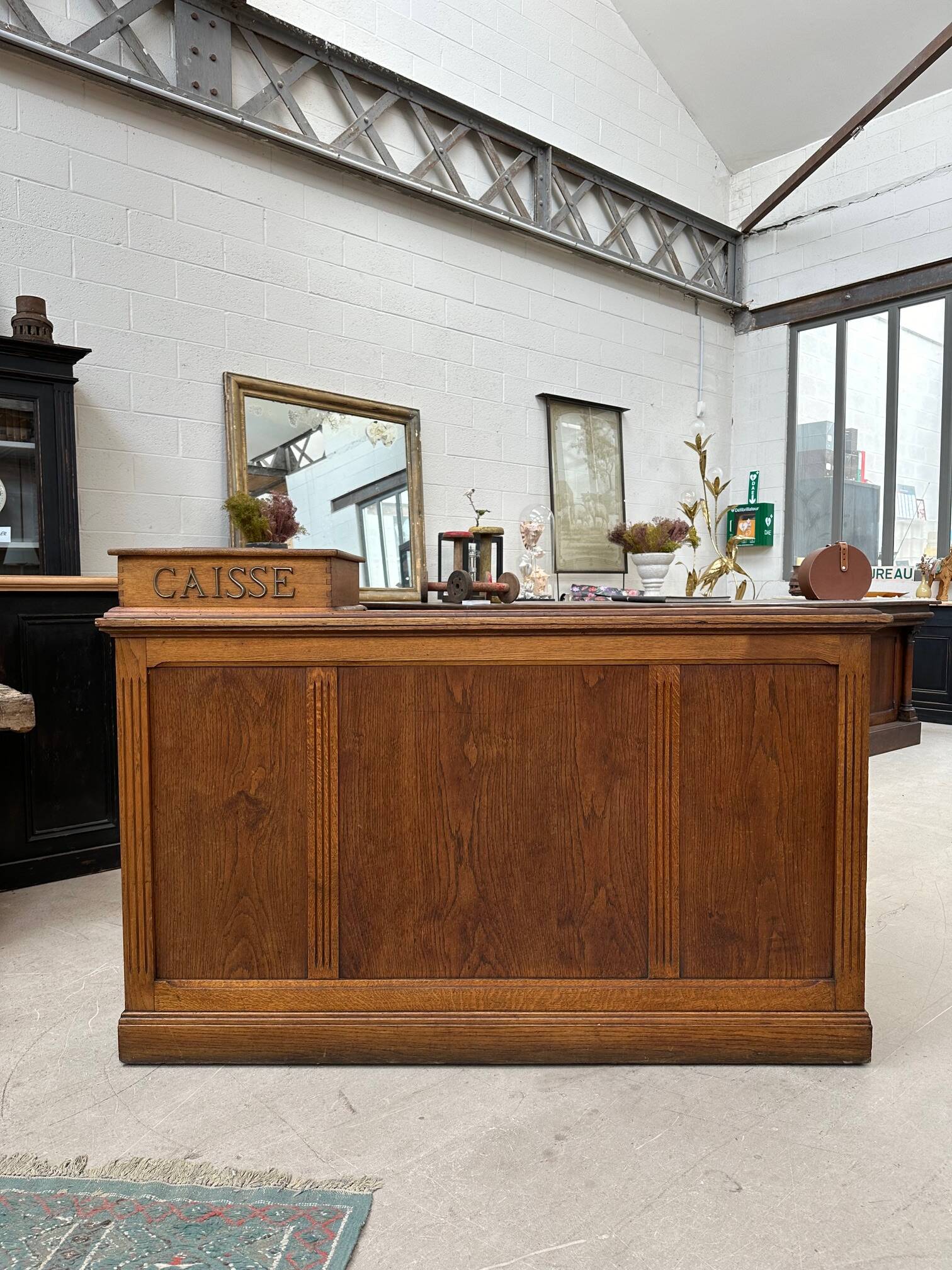 Oak cash register counter from the early 20th century