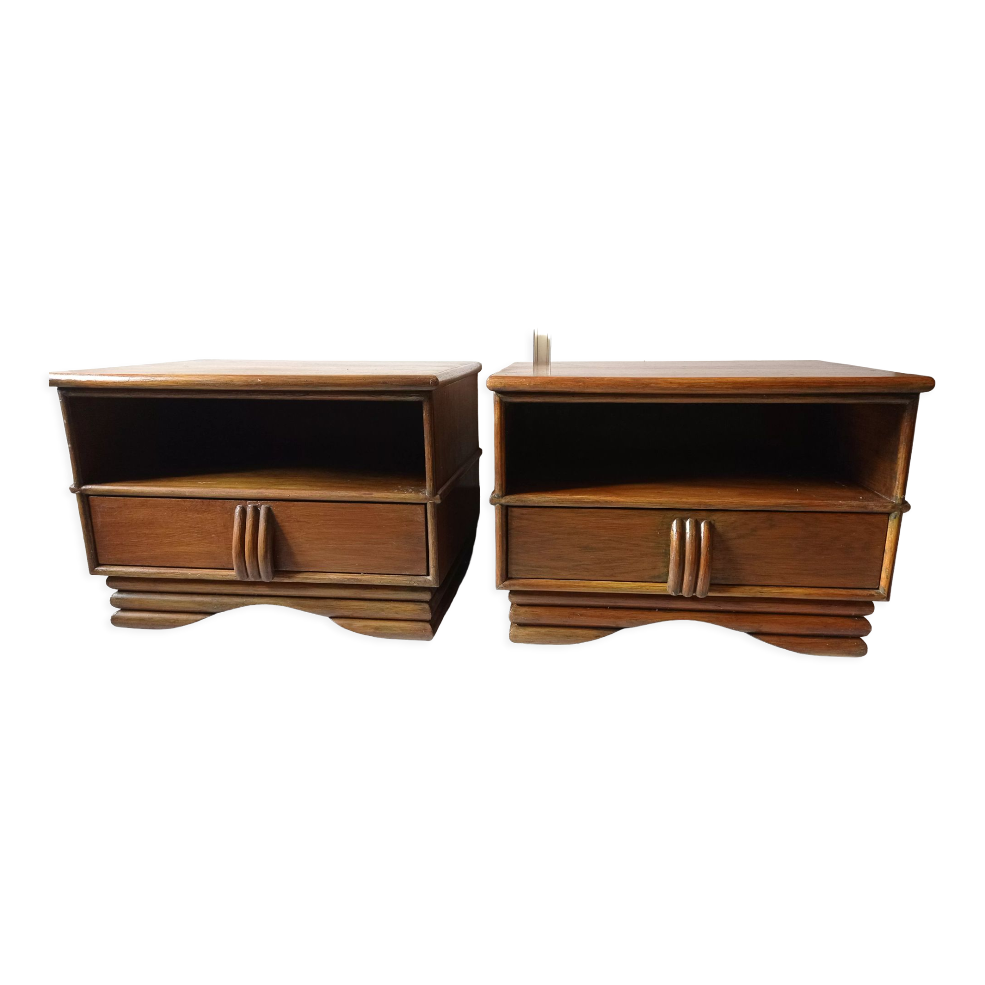 Pair of vintage bedside tables wood Maugrion