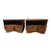 Pair of vintage bedside tables wood Maugrion