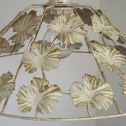 Vintage French Cream and Gold Metal Ceiling Light with Autumn Leaves 5520