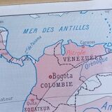 School poster wall map Rossignol Montmorillon South & North America