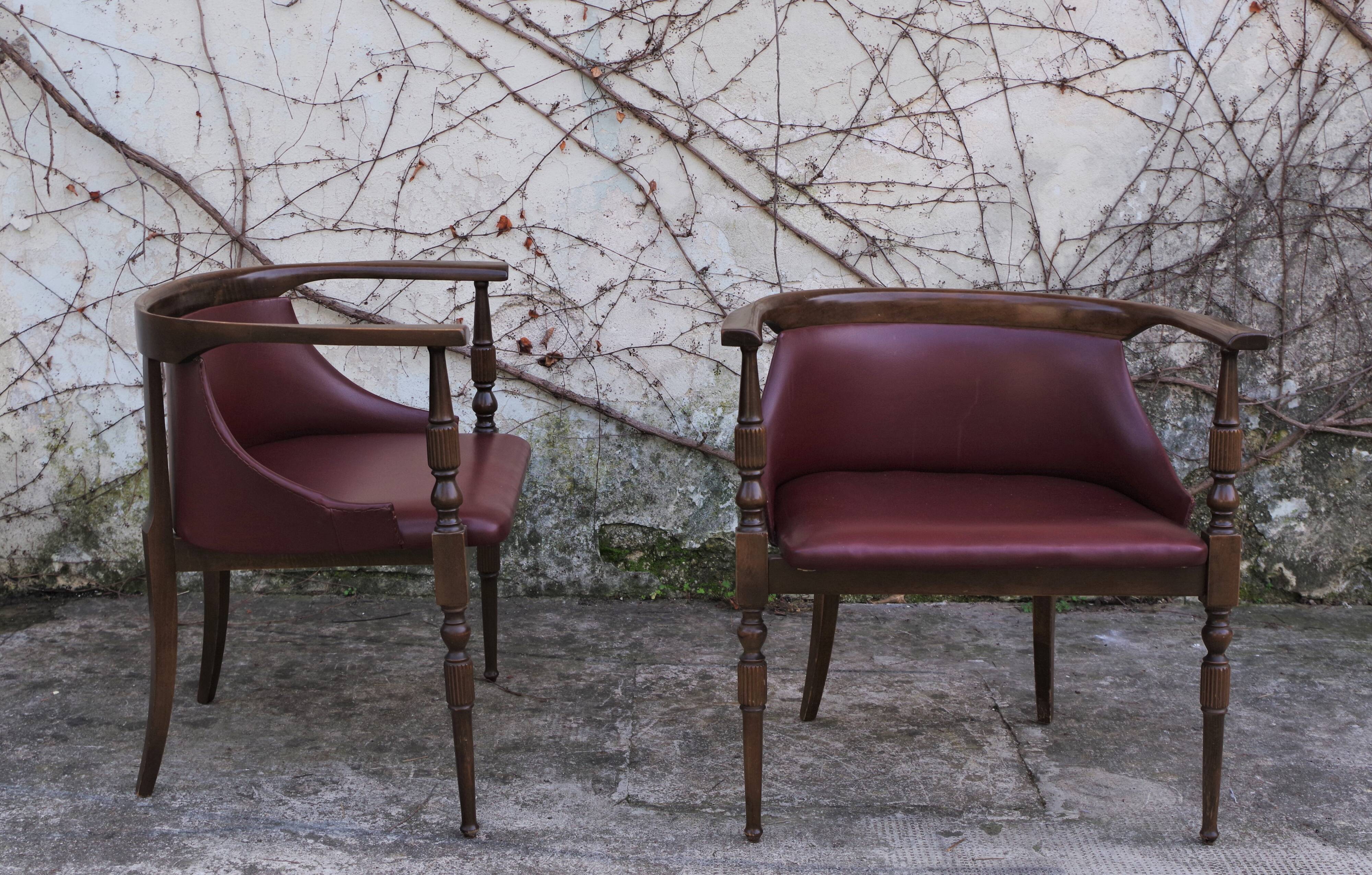 Wooden office chairs, 1950s, set of 2