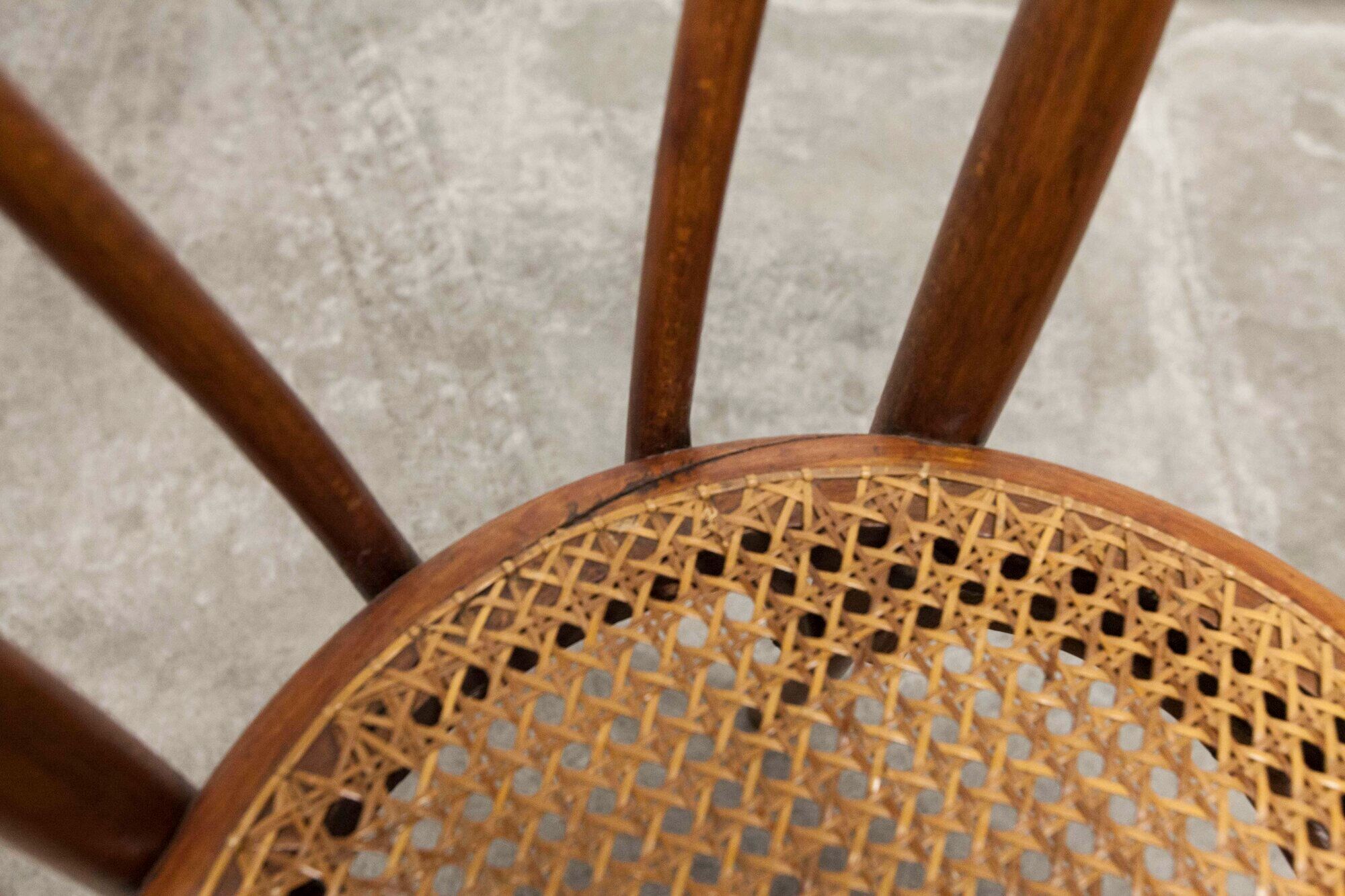 Pair of chairs bistrto Brief 1900 curved wood and canning