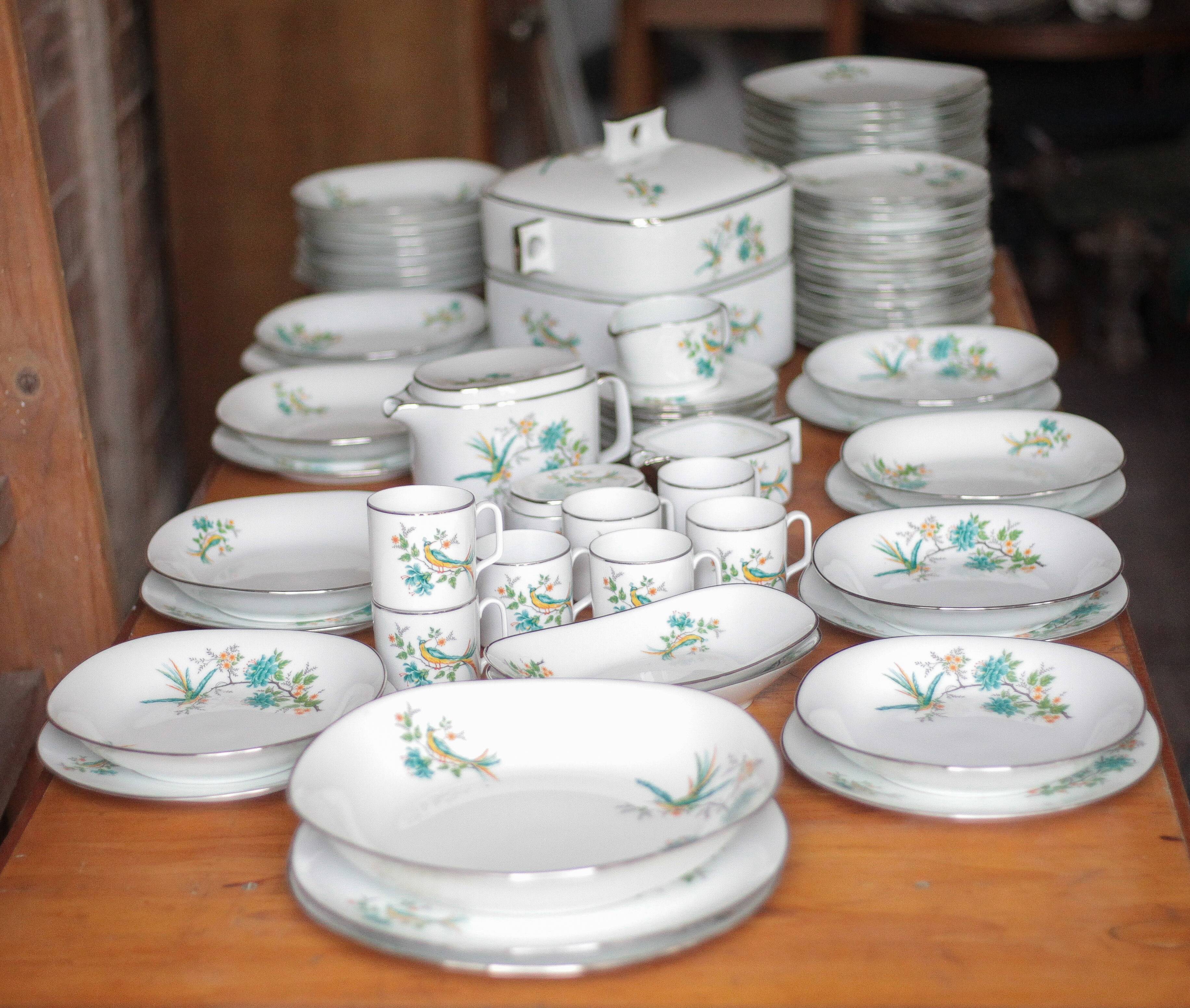 Limoges porcelain table service J.R.S Paradise bird, decor