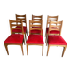 Suite de 6 chaises en chêne et assises de velours rouge