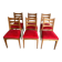 Suite de 6 chaises en chêne et assises de velours rouge