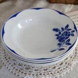 4 vintage Digoin Sarreguemines earthenware soup plates, Corsica model