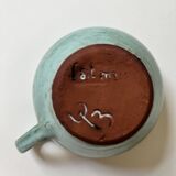 Handmade and signed glazed ceramic coffee cups, circa 1950.
