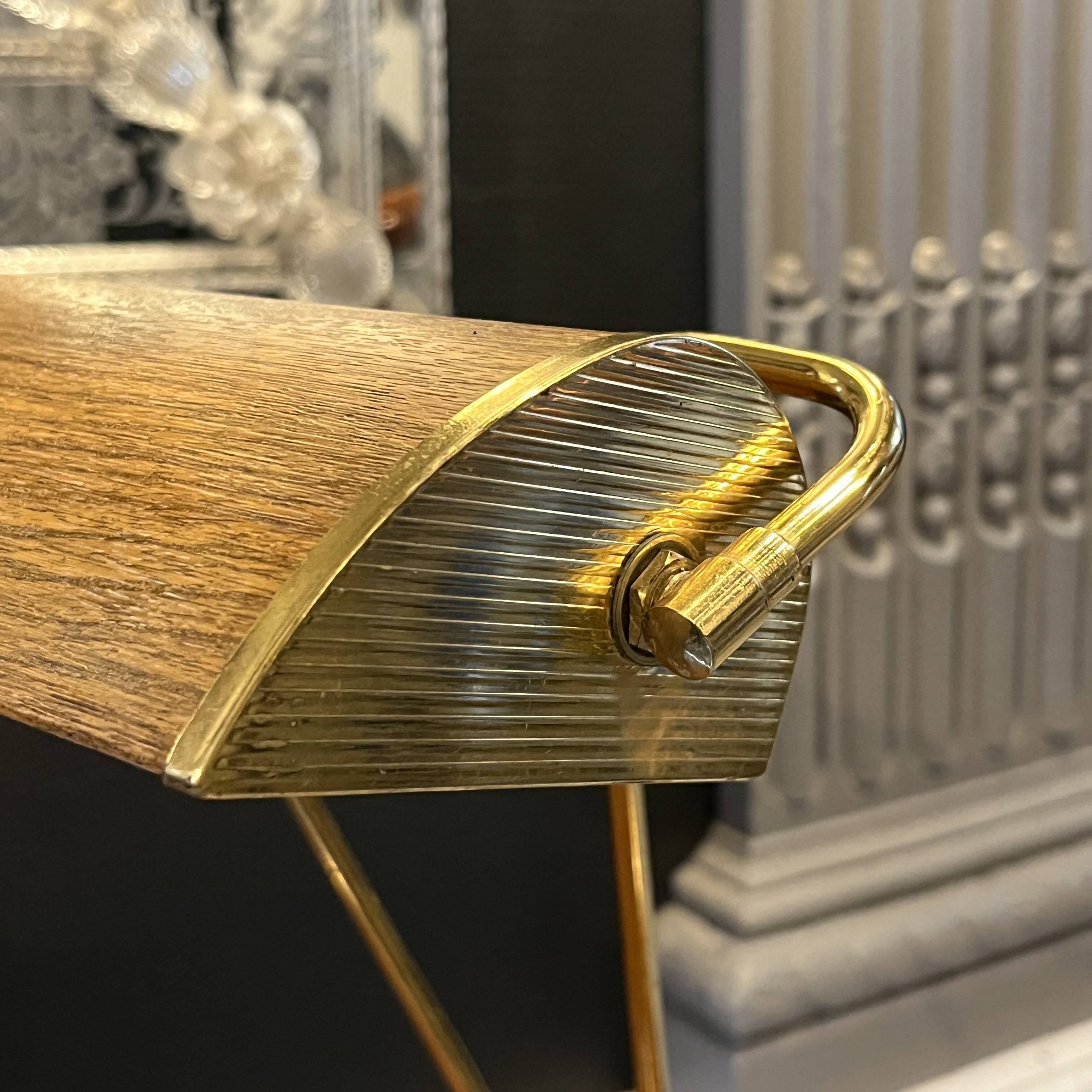 Lampe à poser ou de bureau (doré & brun) JUMO, design moderniste, ca 1945