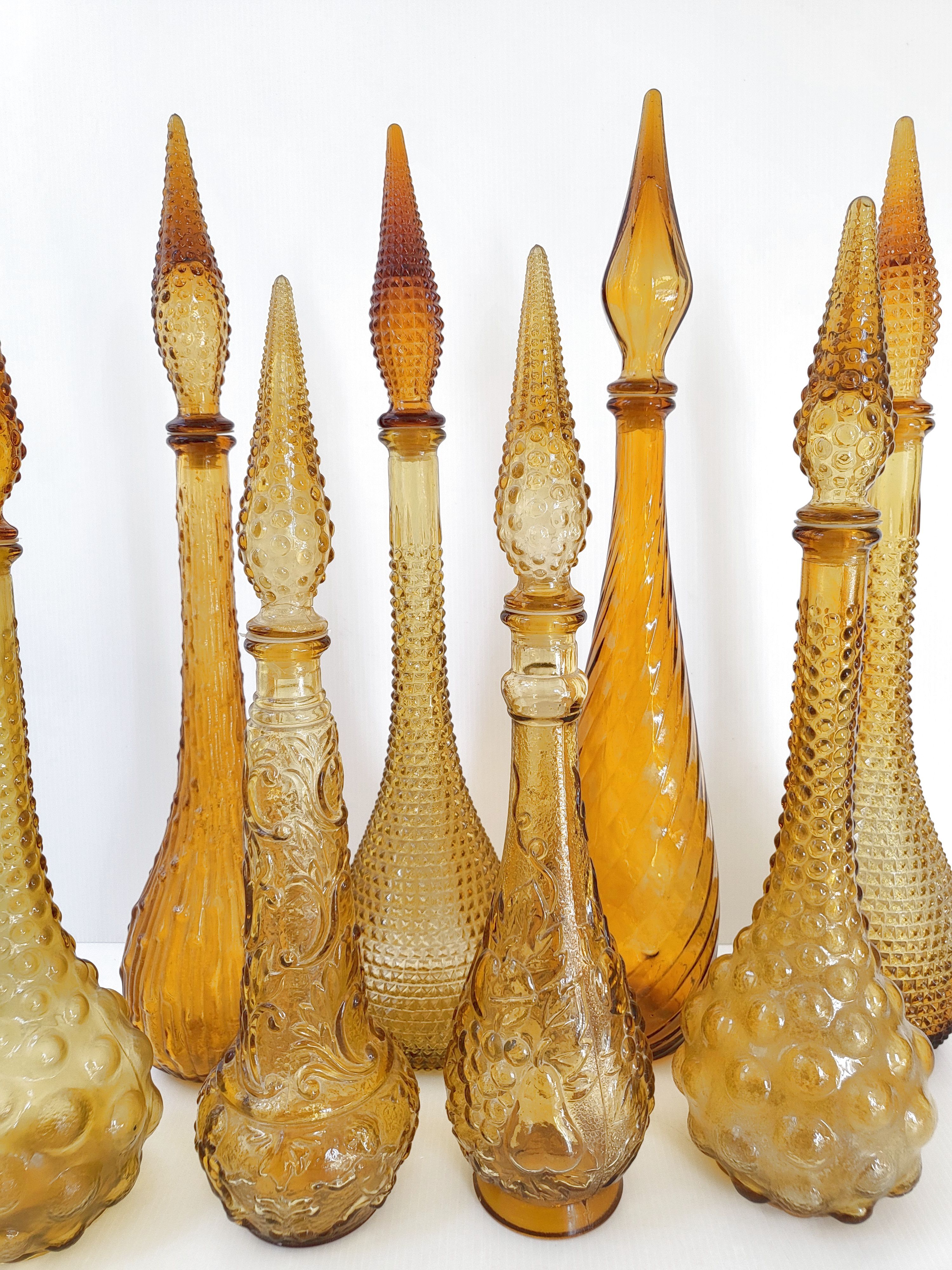 Set of 21 vintage Empoli decanters