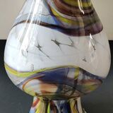Blown Art glass ball vase from Murano/Italy. Decor swirls of smoke/polychrome waves. Dimensions 20 x 15 cm