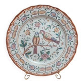 Large vintage plate with bird decor – signed Outeiro