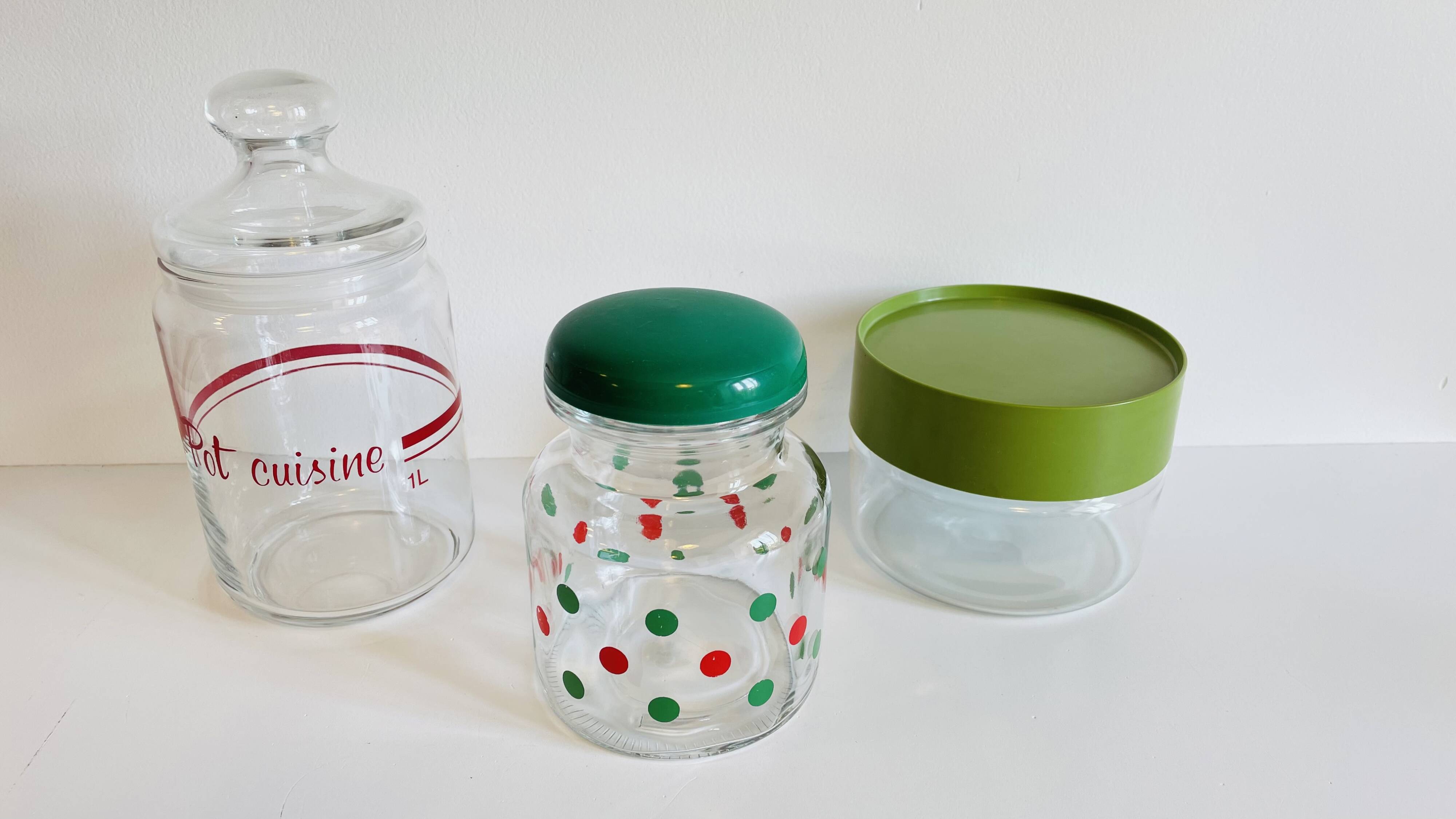 glass and colored kitchen jars