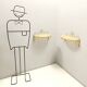 Pair of Wall-Mounted Brass and Murano Glass Console Tables / Nightstands