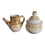 Sugar bowl and milk jug in Longchamp earthenware.