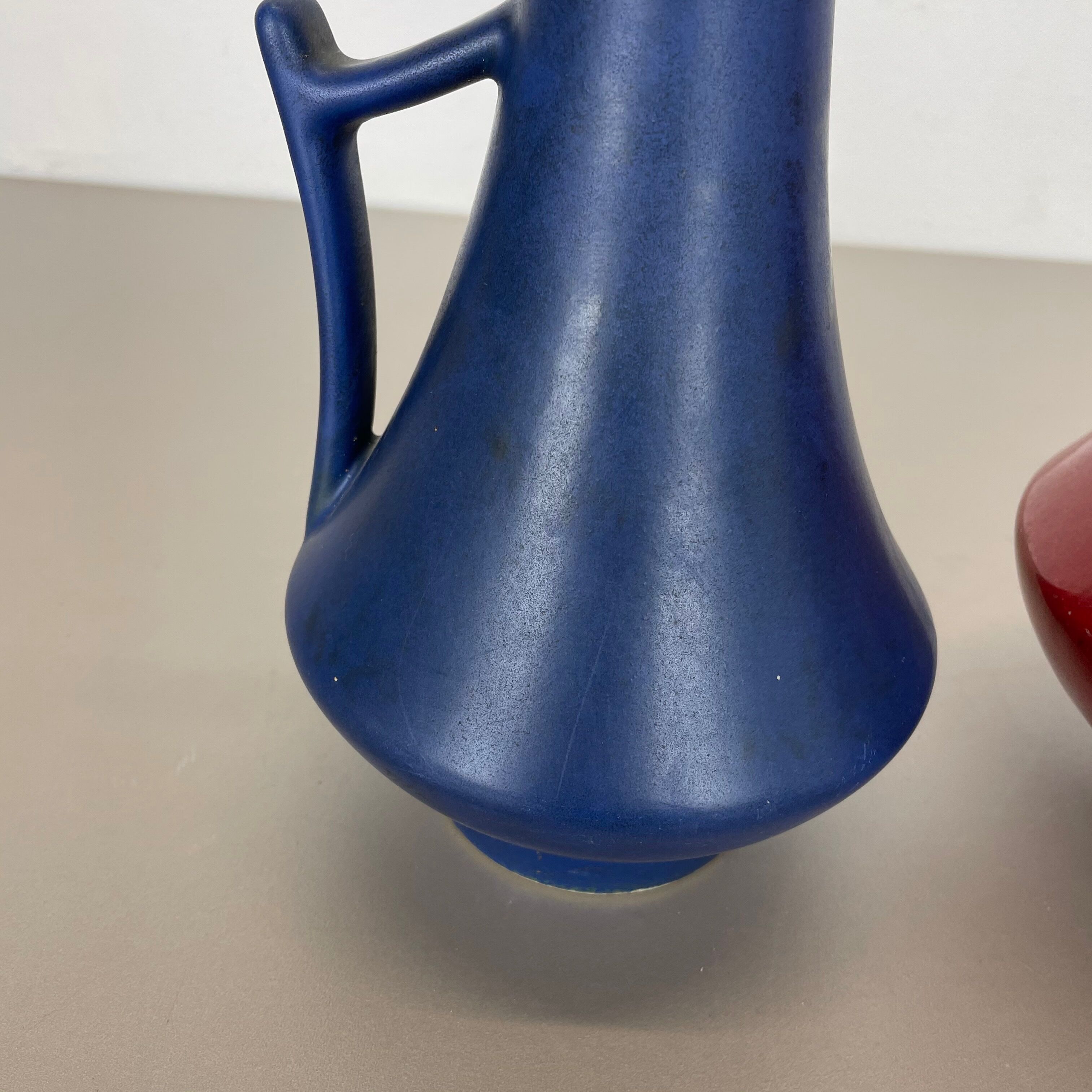 Set of two pottery fat lava vases "black-red" by Jopeko, Germany, 1970s modern