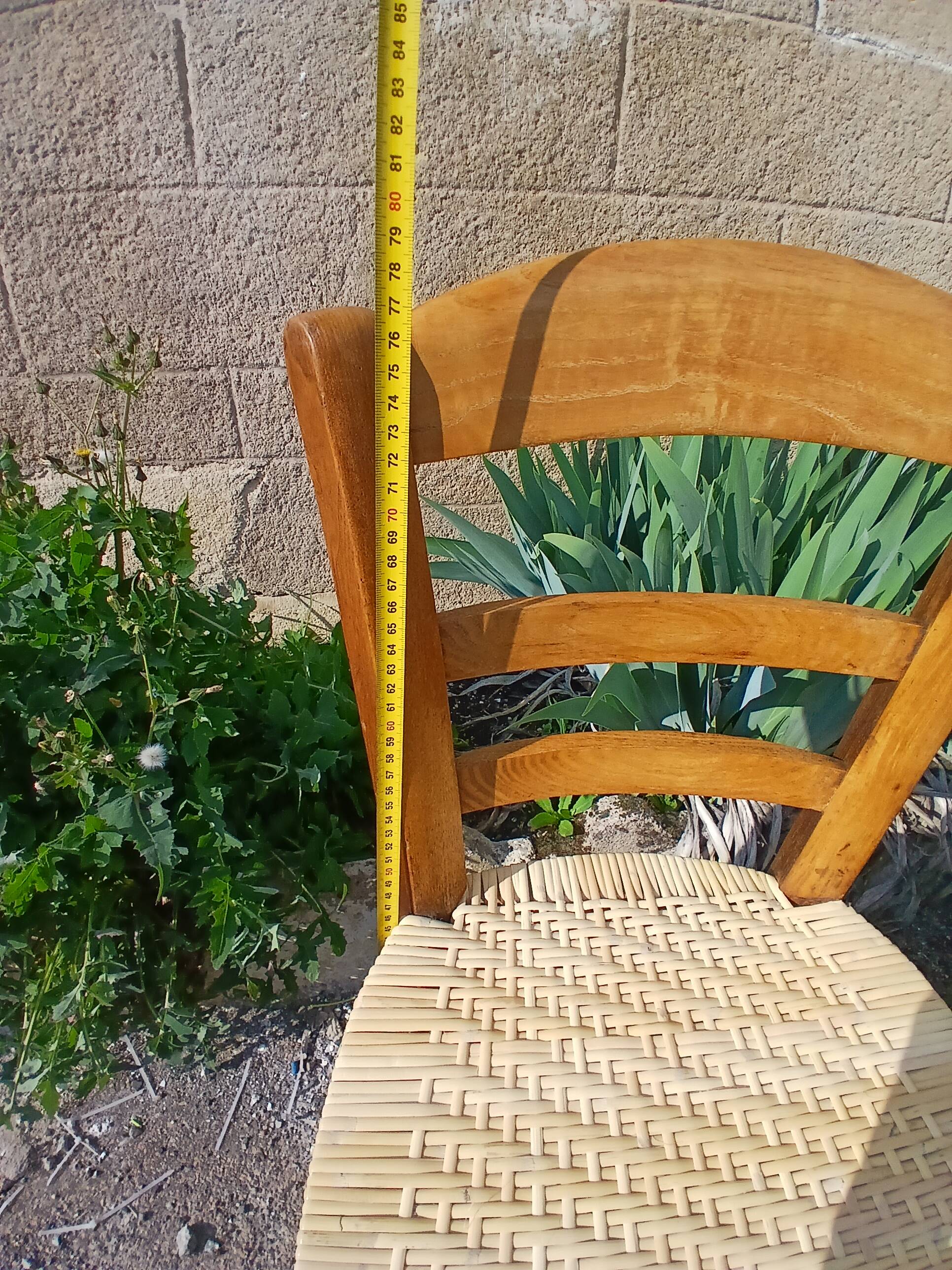 Pair of caned church chairs