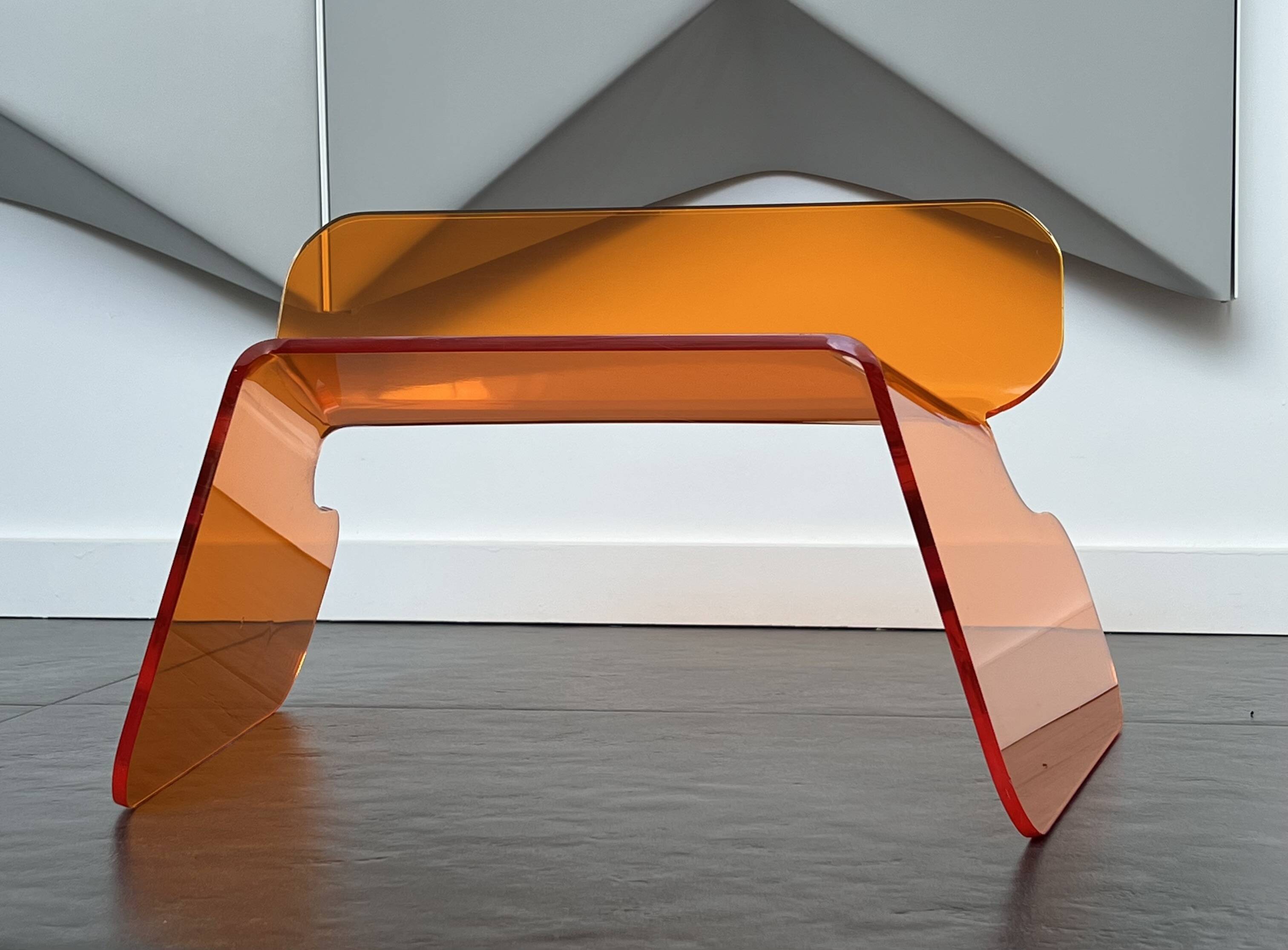 Orange plexiglass chair, 1970s France.