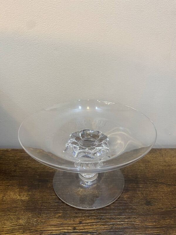 Coupe sur pied Daum France en cristal signé – Centre de table vintage