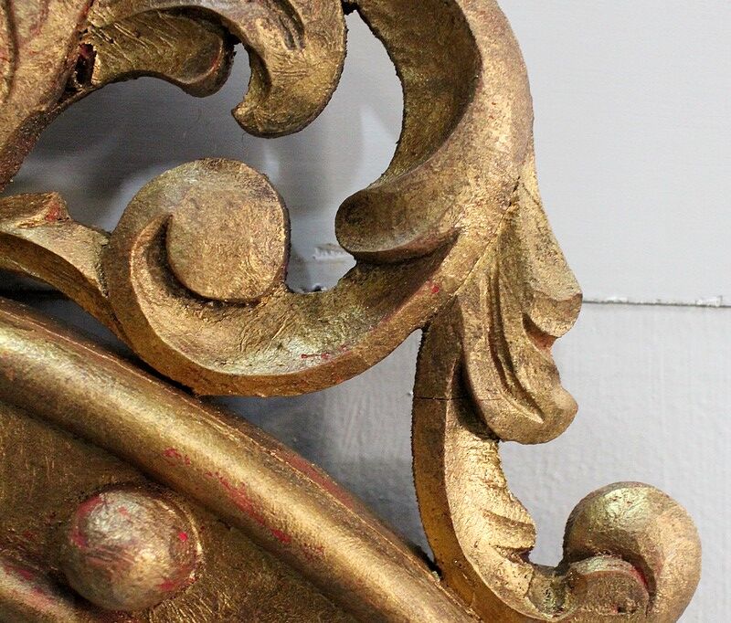 Ancient golden wood witch mirror - late 19th century