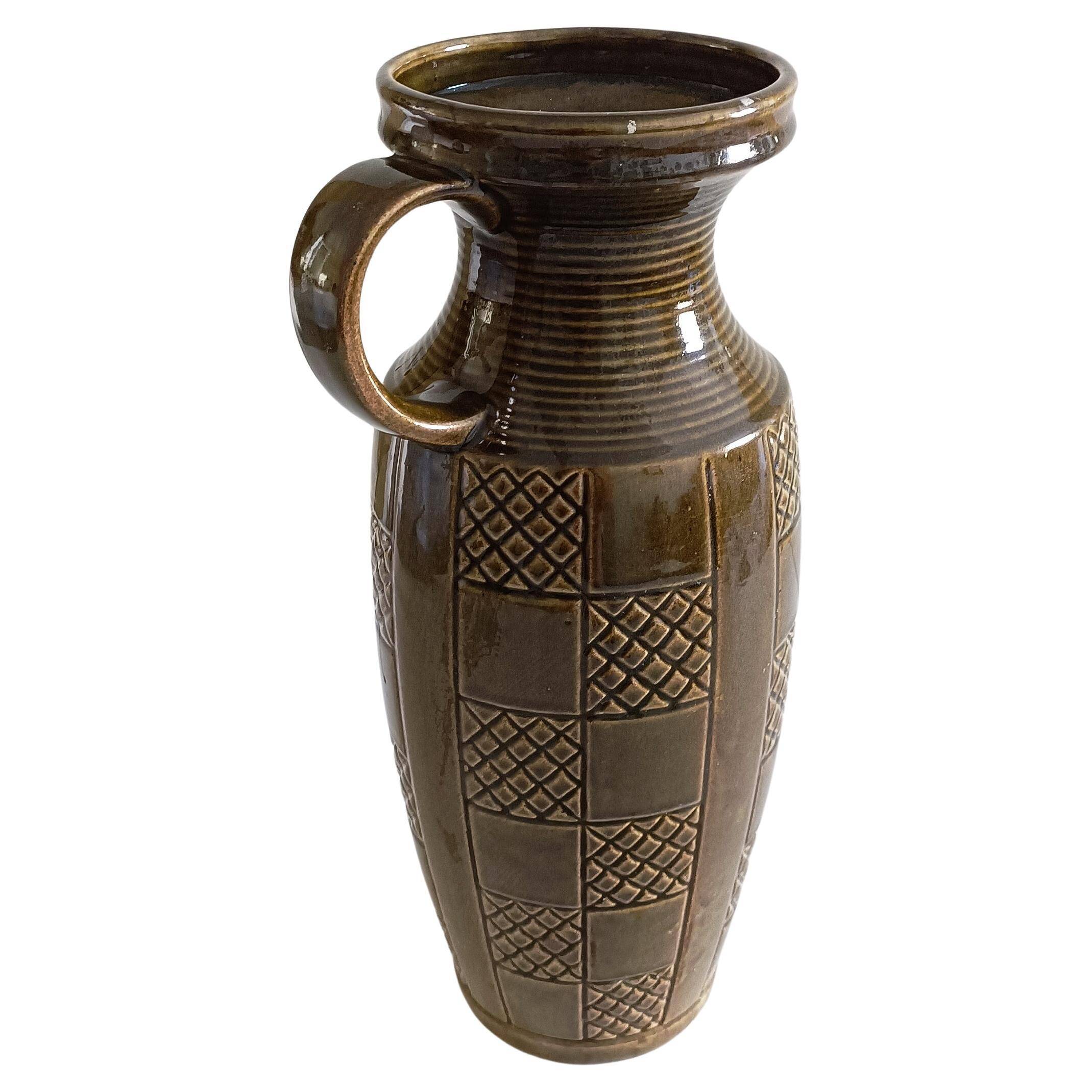 Mid Century West German Ceramic Large Handled Vase by Scheurich, 1950s