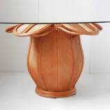 Vintage 1970s Rattan Marquetry Dining Table
