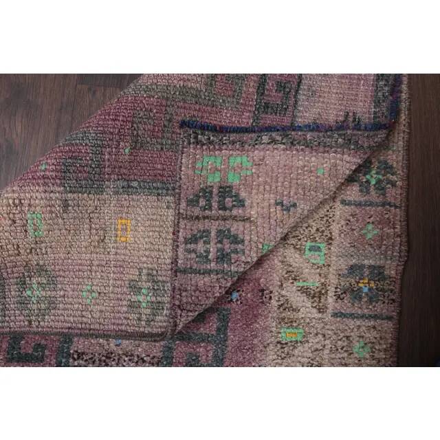 Vintage Turkish Oushak Handmade Wool Cotton Purple Runner Rug 80x260