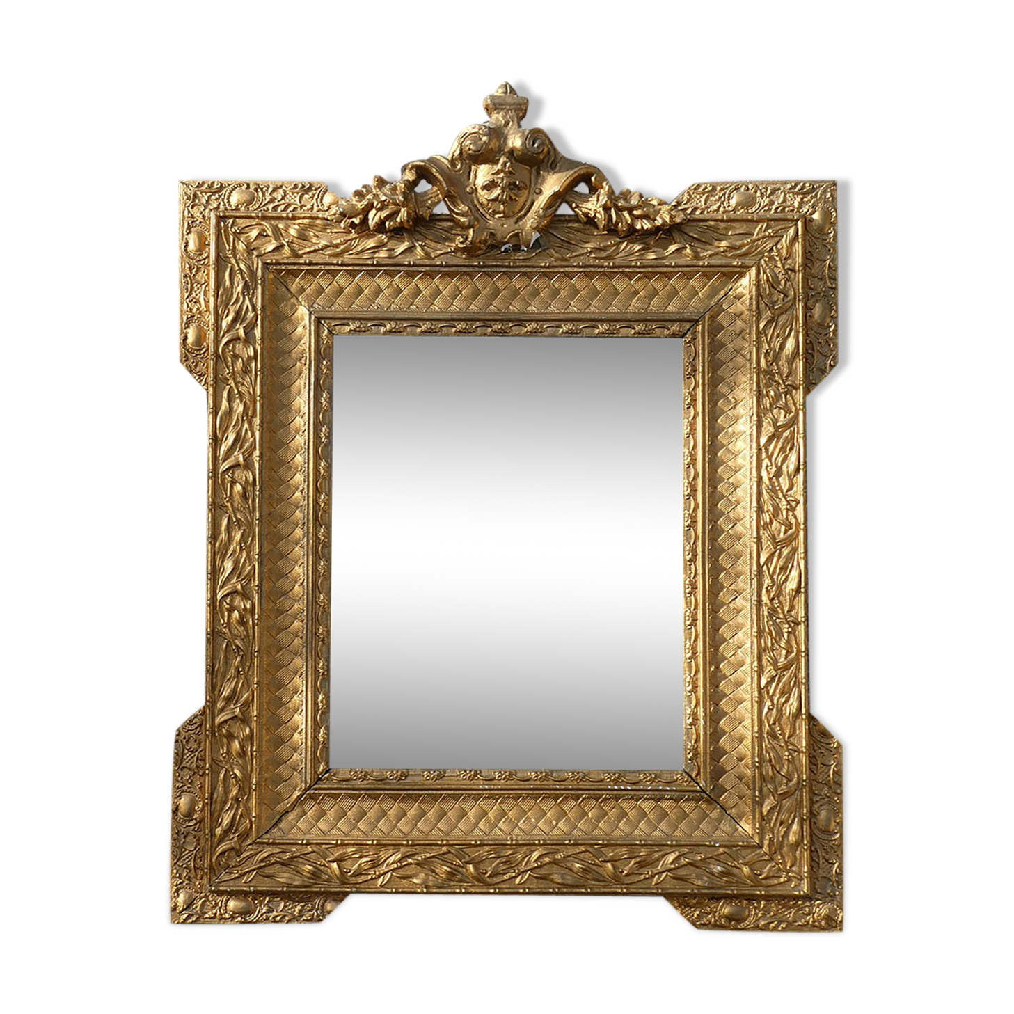 Old stucco and gilded wood mirror 50x65cm